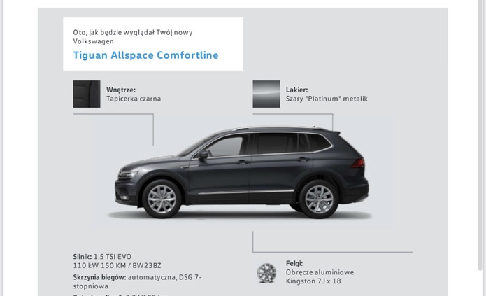 Volkswagen Tiguan Allspace cena 126500 przebieg: 19400, rok produkcji 2019 z Uniejów małe 46